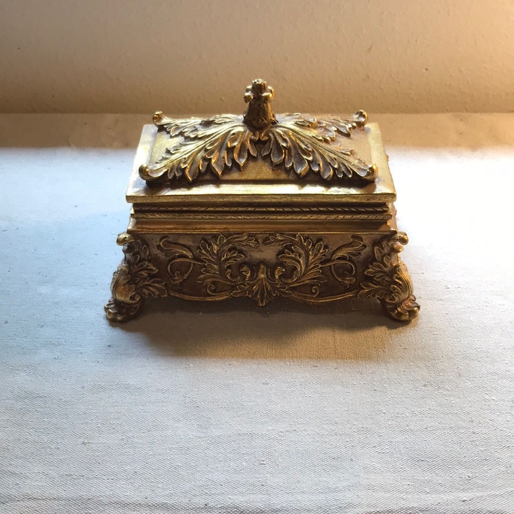 Ornate Baroque Gilded Gold Trinket Jewelry Box - Marie Antoinette Maximalist